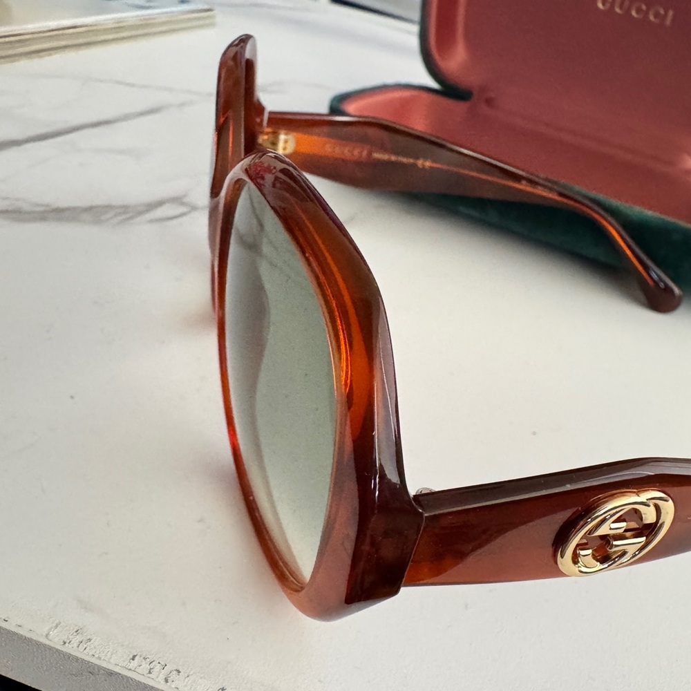 Gucci Amber Sunglasses with Gold Accents